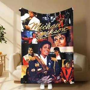 Birthday Holiday Present for MJ Fans Pop Music Lovers, Michael Jackson King of Pop Art Collage Flannel Throw Blanket, Soft Warm Cozy Blankets for Bed Sofa Couch, Bedding Bed Accessories Collectible Memorabilia Home Decor