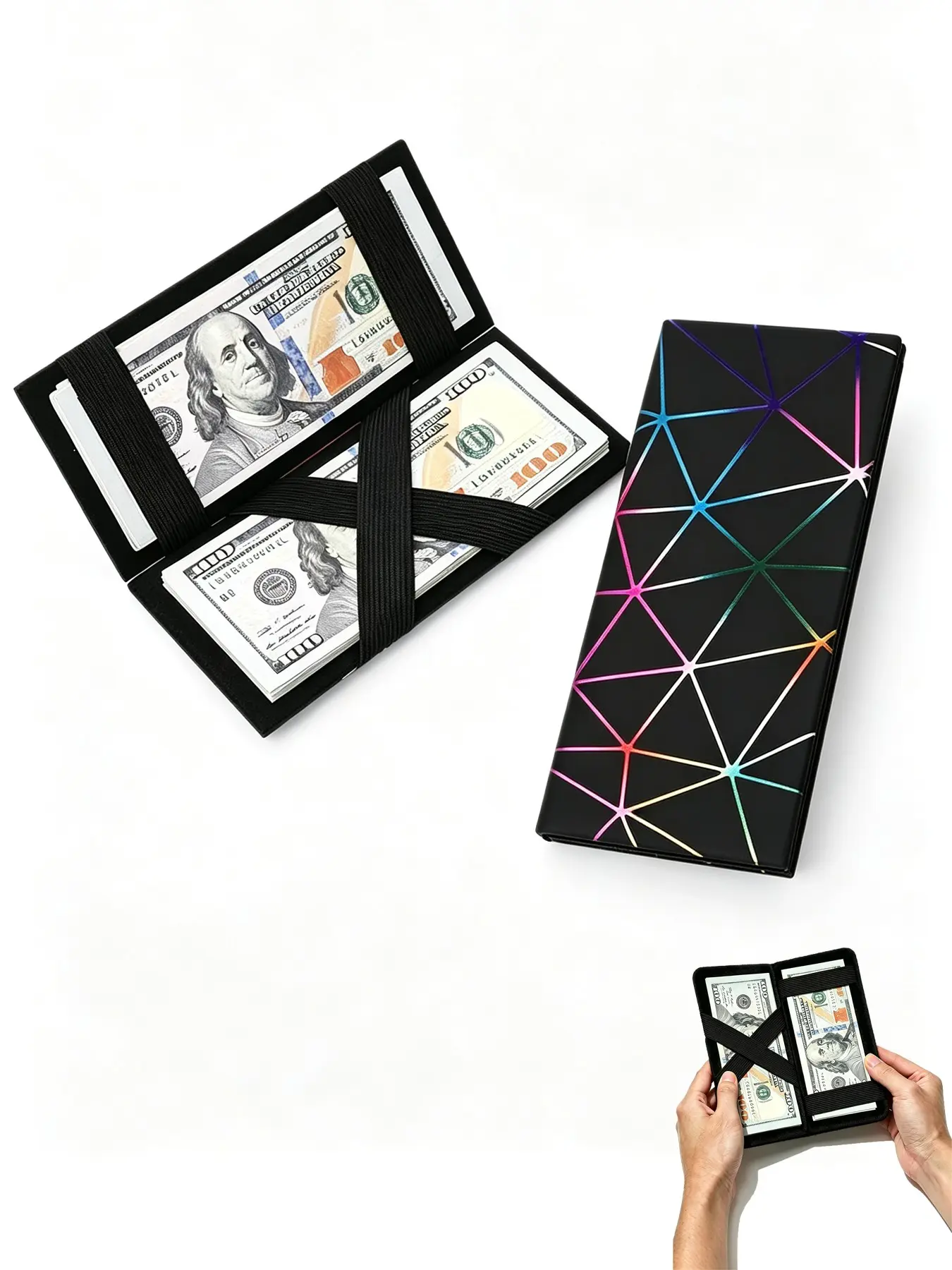 Magic Elastic Wallet Slim Money Clips, Minimalist Stretch Band, Portable Thin Purse for Men, Daily Travel & Business Use