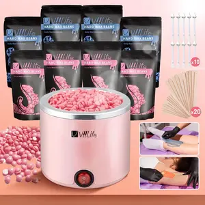 Viilife Wax Heating Kit, Wax Heater with 8 Packs Wax Beans, 10 Nose Hair Wands, 20 Applicators, for Face, Bikini, Legs, Unisex