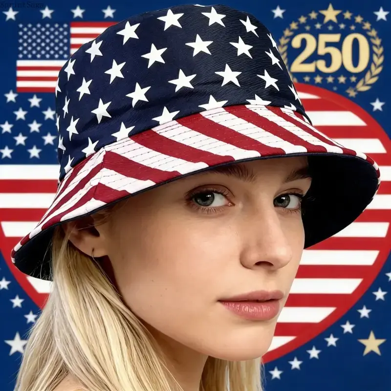 American Flag Patriotic Bucket Hat 4th of July 250th Anniversary Unisex Holiday Outdoor Accessory For Patriots