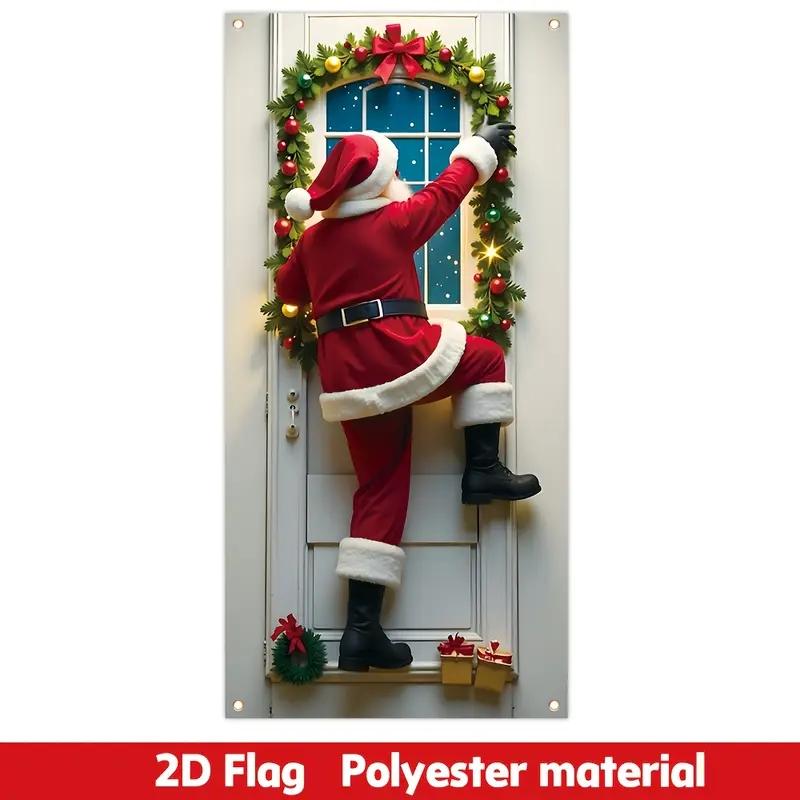 Christmas Santa Porch Banner, Durable Polyester Frame Decor, Vibrant Outdoor Holiday Decoration, 89.92cm X 184.91cm, Non-Fading Christmas Artwork Christmas Santa Porch Banner, Durable Polyester Frame Decor, Vibrant Outdoor Holiday Decoration, 89.92cm X 184.91cm, Non-Fading Christmas Artwork
