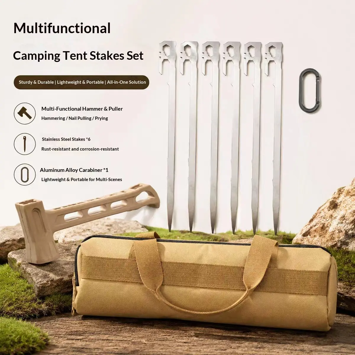 8.7" or 11" 420 Stainless Steel Tent Stakes, Flat Anti-Pull Design. Rustproof, High Hardness, Heavy Duty for Sand, Hard Ground & Windy Conditions. Ideal for Camping, Canopy, Beach Tents, Hiking and Outdoor Activities, Camping Supplies