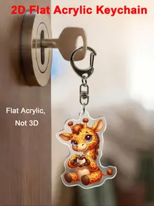 2D Flat Heart Deer Pattern Acrylic Keychain, Cute Pet Pendant, Personalized Key Ring Decor, Backpack Wallet Gift, Home Decoration