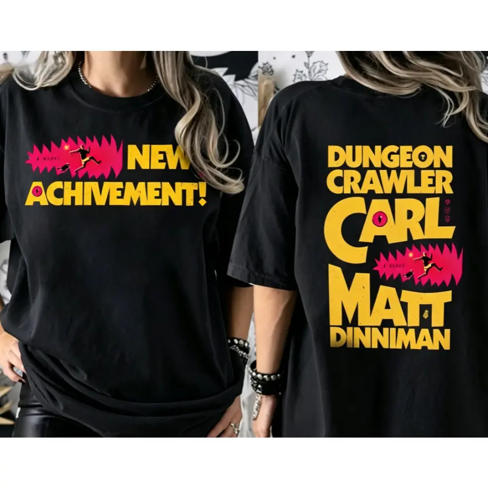 2 Sided Printing New Achievement Dungeon Crawler Carl T-shirt, LitRPG BookTok T-shirt, Gift for Reader,Fantasy Science Fiction Book Lover Donut Fan Shirt,Bookish T-shirt