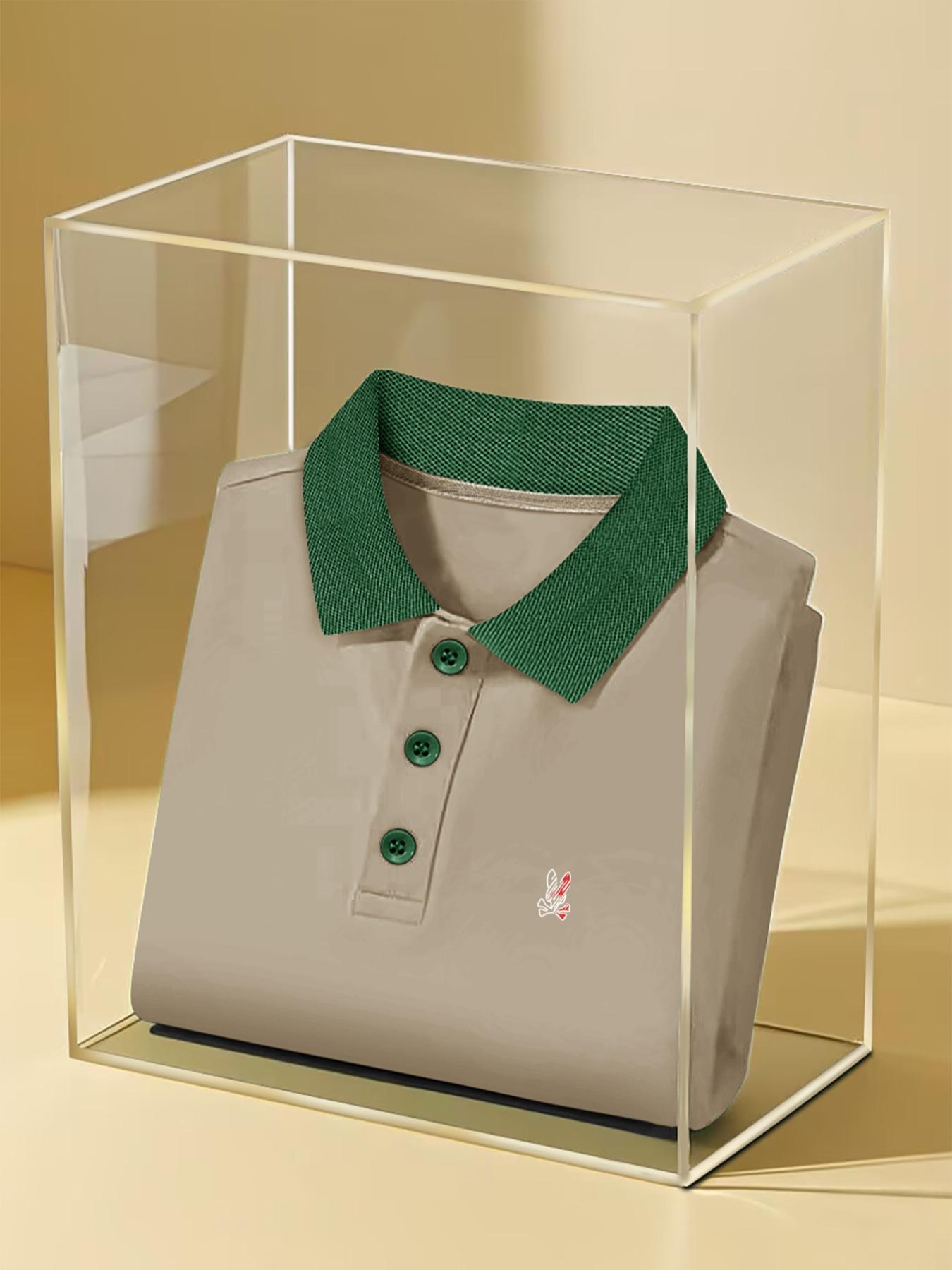 Men's Colorblock Print Contrast Trim Button Down Polo Shirt, Regular Fit Casual Short Sleeve Collared Top for Summer, Fashion Men's Clothes for Daily Wear