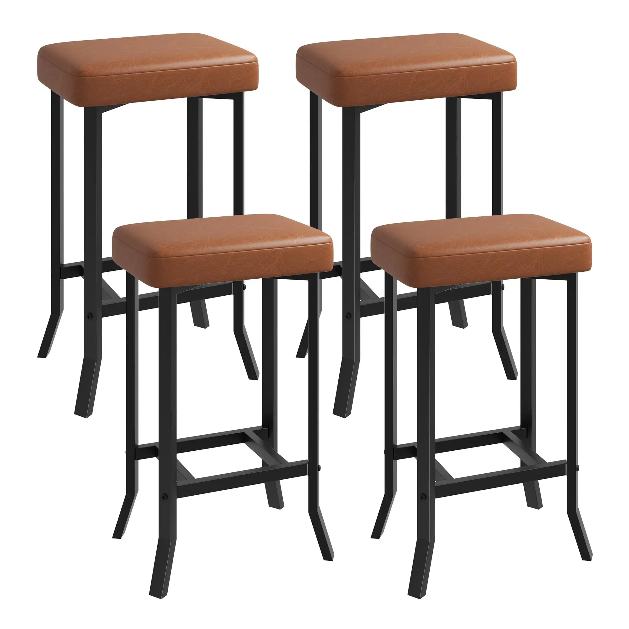 Garvee Bar Stools Set of 2 or 4, 24 Inch Counter Height, High-quality Faux Leather, Irregular Metal Legs, Space-Saving for Kitchen, Dining Room, Home Bar, Café, Modern Compact Design, Multiple Colors