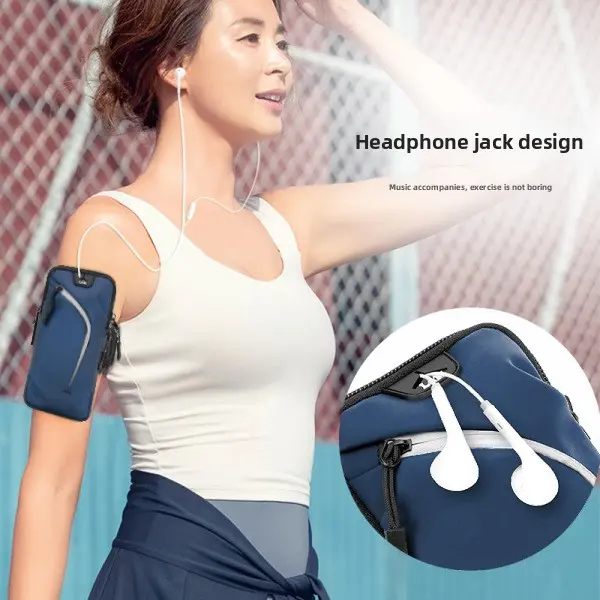 Sports Phone Armband for Running & Outdoor Workouts, Sweatproof Lightweight Pouch with Double Pockets, Front Pocket & Adjustable Strap, Compact, Gym, Main Pocket