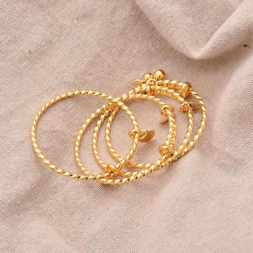 Ethiopian /Arab/African Lucky Bell Baby Kids Children Gold Color Birthday Bangle Bracelet Jewelry Gift
