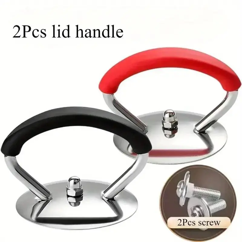 4pcs Stainless Steel Pot Lids Handles, Silicone Heat Resistant Handles with Installation Screws, Durable Kitchen Accessories