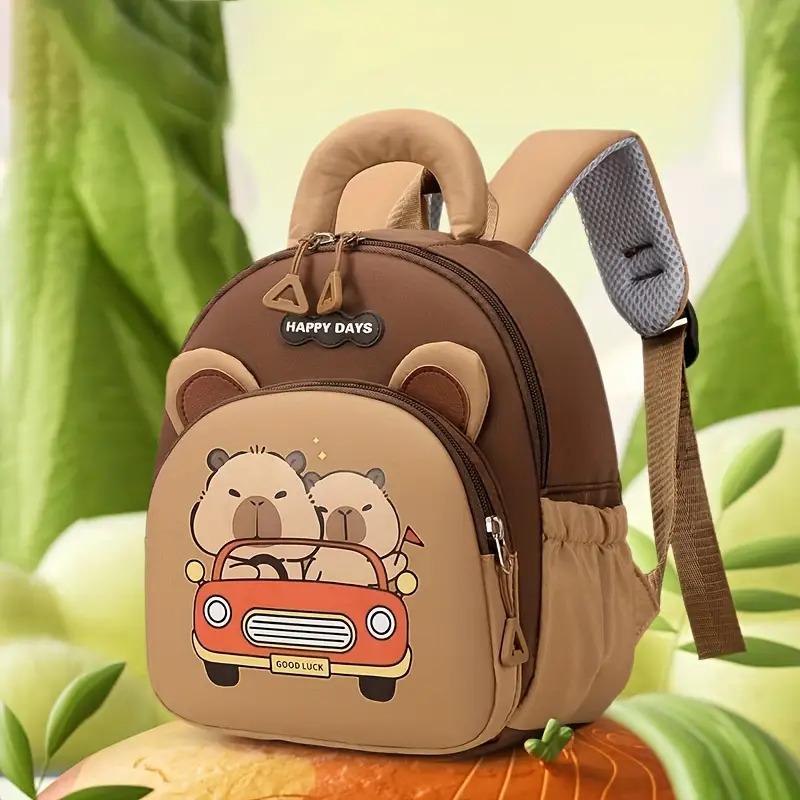 NewNewWomen's Cute Capybara Backpack - Small daypack with Happy Days, - Ideal Birthday Valentine's Gift for Animal Lovers, Cute Backpack, Travel Daypack, Charming Accessory, Adjustable Straps, Playful Accessory, Lightweight Bag, Compact Bag, Casual Users