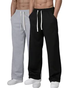 Men's Spring Summer Sweatpants, Wide Leg Long Pants Set, Ideal for Outdoor Hiking, Casual Style, Elastic Waist, Loose Fit, Plain Surface