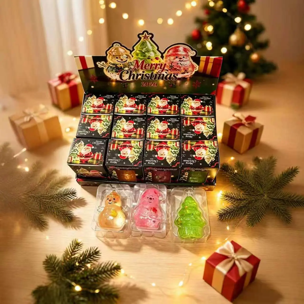 Christmas-themed stress-relief toy, Christmas tree, snowman, Santa Claus slow-rebound stress-relief ornament, toy