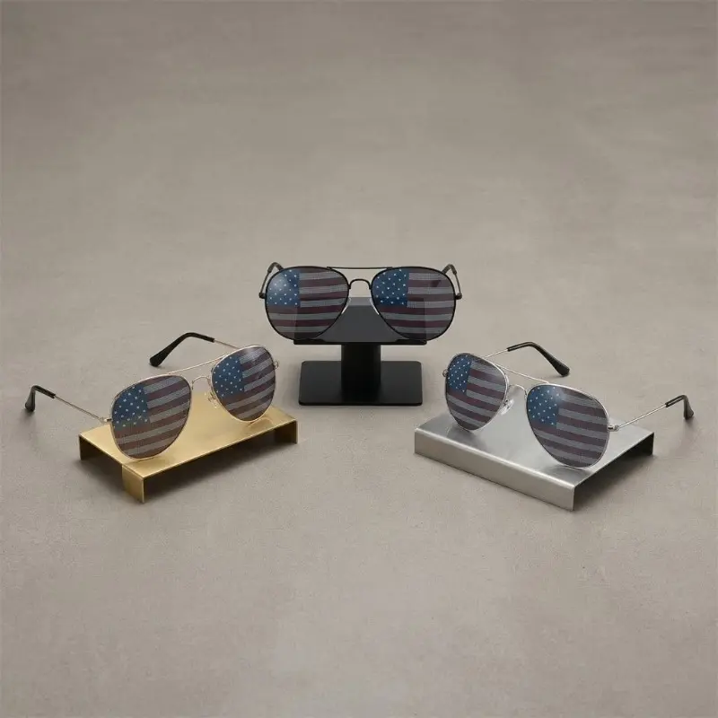 3 Pcs July 4th American Flag Sunglasses, Fourth of July Patriotic Sunglasses with Gold Silver and Black Frame, Red White Blue American Glasses for 4th of July Accessories, Party Favor