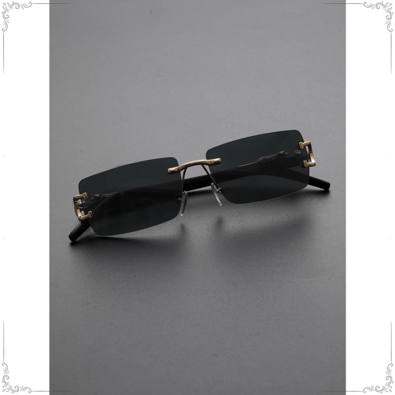 2 Pack Frameless Sunglasses Retro Decorative Glasses Leopard Luxury Metal Sunglasses For Travel Driving