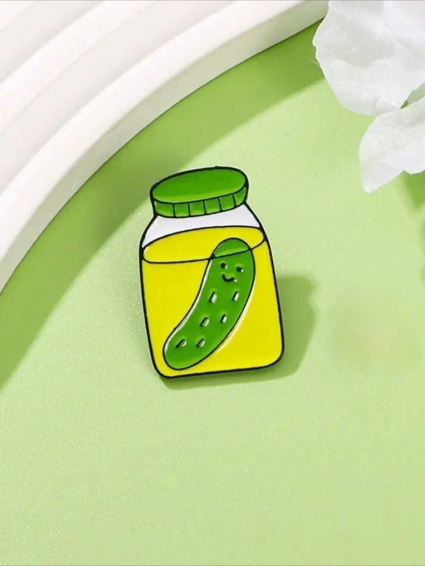 Cute Pickle Jar Enamel Pin, Smiley Pickle In Glass Jar Brooch, Cartoon Cucumber Metal Lapel Pin, Women's Coat Backpack Accessories, Brooch Pins
