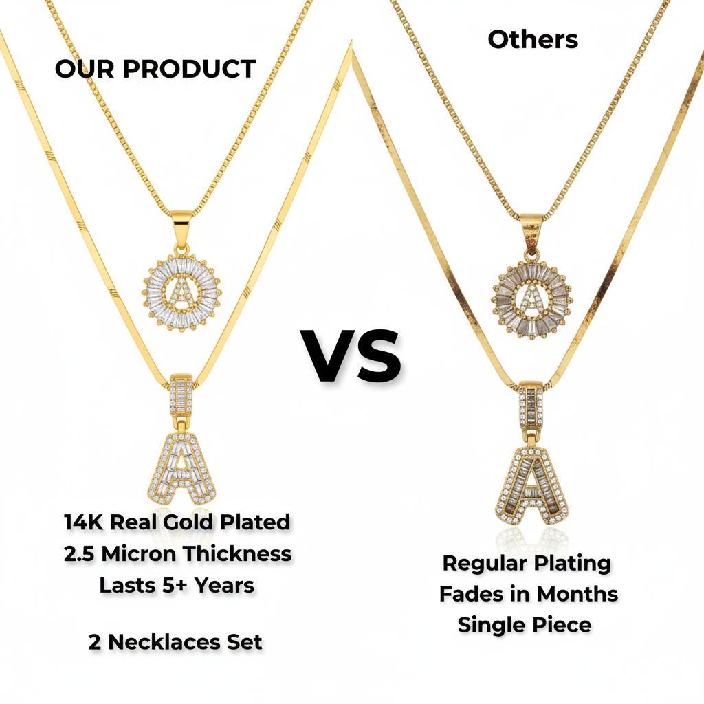 Crystal letter pendant necklace, inlaid with zirconia and plated with real gold, round 26 English letter collarbone chain ZM2Z.The classic letter necklace is timeless and suitable as a birthday gift for friends or couples