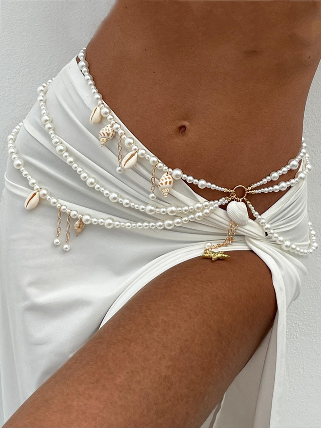 Women's Elegant Shell & Starfish Design Body Chain, African Waist Jewelry, Fashion Body Jewelry for Party, Daily Clothing Decor, Trendy All-match & Exquisite Jewelry for Birthday Gift