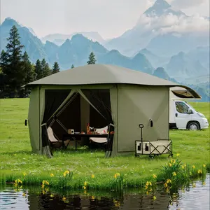 13x13FT Quick-Setup Immediate Canopy Screen Tent – 6 Removable Sides Mosquito Netting & Wind Cloths Bite-Proof Sun Shade for Camping Backyard Patio Easy Set Up