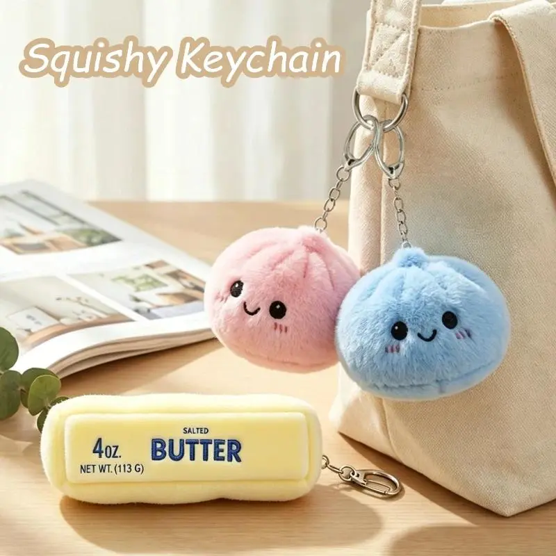 Mysteries Bun Dumpling Squishy Keychain Party Favors Dumpling Squishy Keyring Stress Releasing Gifts Bag Charm Butter Party Gift Cute Keychains For Car Keys