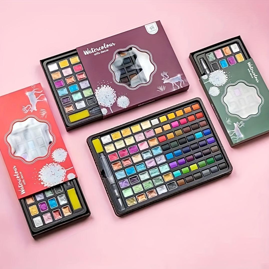 Watercolor Paint Set with Pearlescent Shades, 24/36/48/88 Colors Watercolor Paint Set with Brush & Portable Case, Ideal Gift for Creatives, Watercolor Paint Brushes