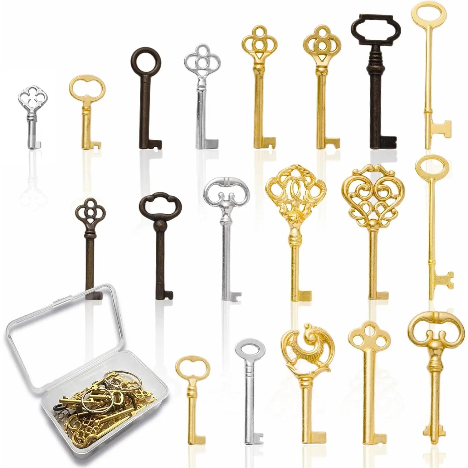19-Piece Universal Skeleton Keys Set, for Vintage Locks, Mixed Sizes