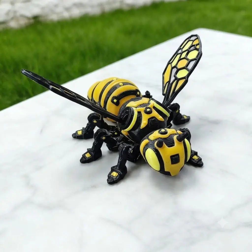 3D Printer Bee Mechanical Cyberpunk Jointed Toy, Detachable Wings Creative Ornament, Unique Gift Idea for Tech Enthusiasts