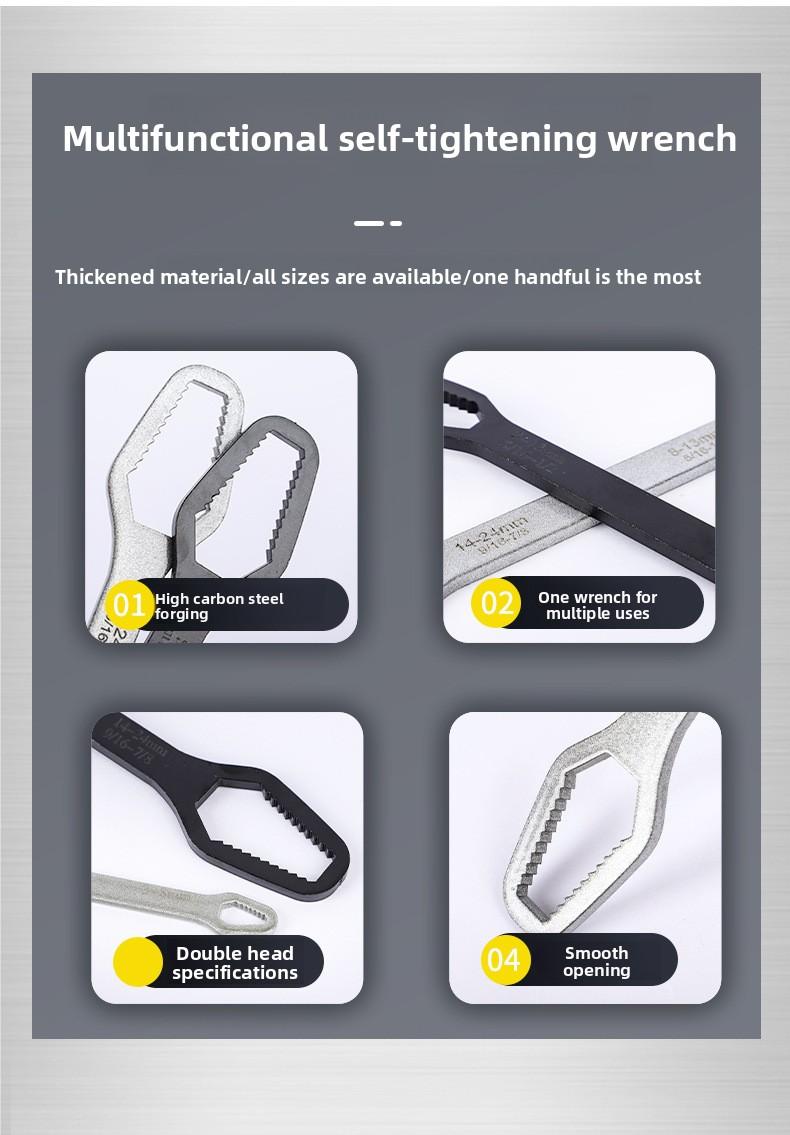 MultipurposePlum Blossom Wrench Universal Double Head Self Tightening Eyeglass Open End Wrench 8-22mm Household Adjustable Spanner