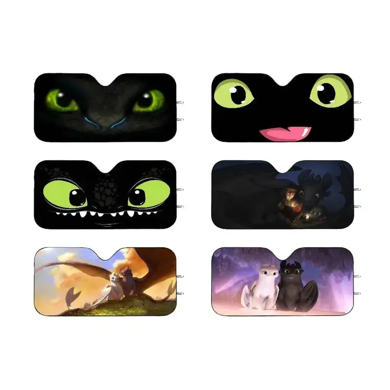 Cartoon Funny T-train Your Cute D-dragon Car SunShade Cartoon Summer Window For Children Adults Adsorption SunShade Cover Car Window Sunshades