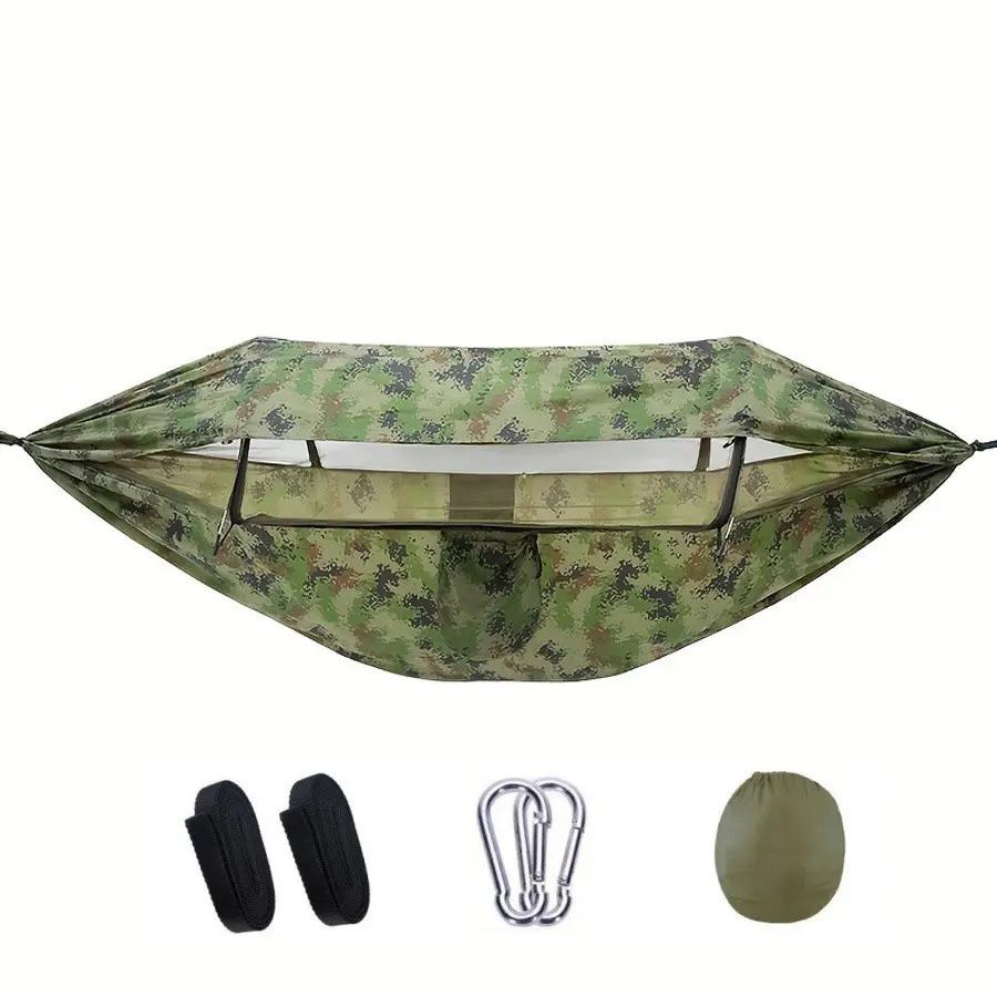 1pcs Tactical Camouflage Camping Hammock, Ultimate Summer Outdoor Adventure Companion, Perfect for Hiking and Picnics, Portable Travel Hammock