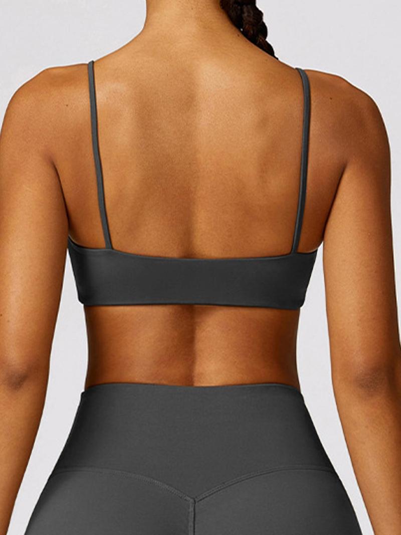 Women's Solid Neck Crop Sports Bra, Quick Drying Breathable Comfortable Sports Bra, Ladies Sportswear for Indoor Outdoor Wear, Sports Bra for Women, Workout Bra, Gym Clothes, Exercise Gymswear