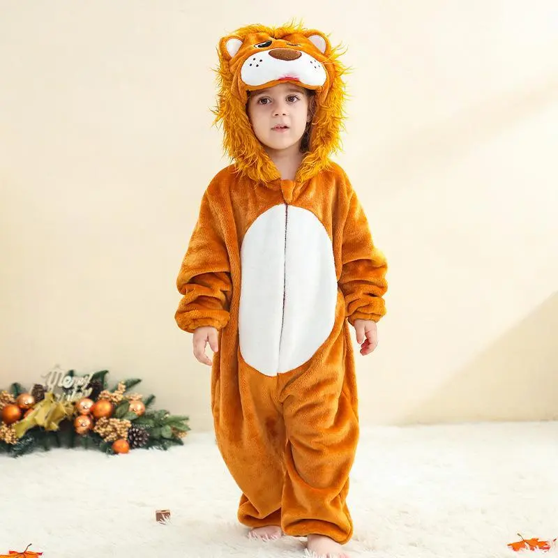 Toddler Baby Animal Costume Romper Onesie Halloween Christmas Outfits  | Fall Winter Casual Clothes Infant Zipper Hooded Pajamas Costume Cosplay Jumpsuit for Boys and Girls 0-24M,2-4T, Polyester, Leopard, 0-6M(70)