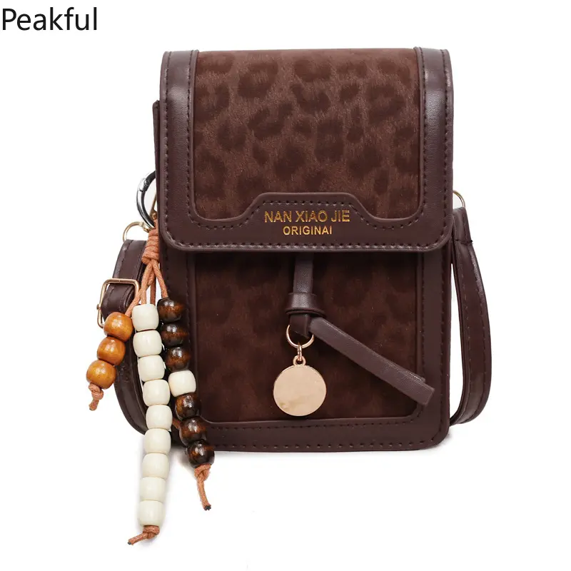 Retro Bead Charm Leopard Mini Shoulder Bag Customizable cross strap for all-day comfort great for evening casual trips errand runs and everyday fashion accessorizing