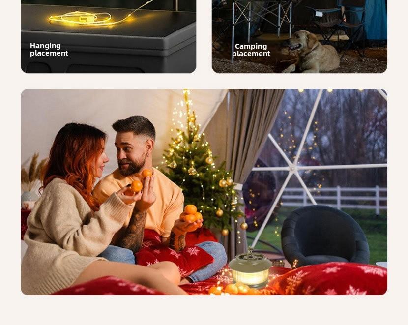 Outdoor Camping String Lights Warm White LED Fairy Lights with Ruler Design Windproof Rope Lantern for Tent Decoration Festival Party Night Lighting