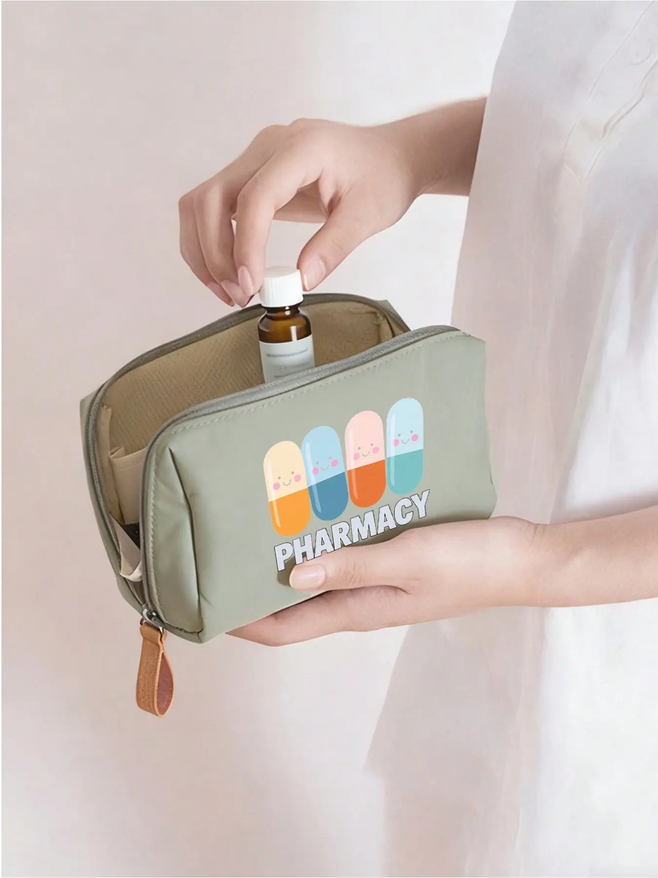 Medical Print First Aid Kit, Portable Zipper Medicine Storage Bag, Waterproof Travel Medical Pouch, Ideal for Home, Travel, Camping