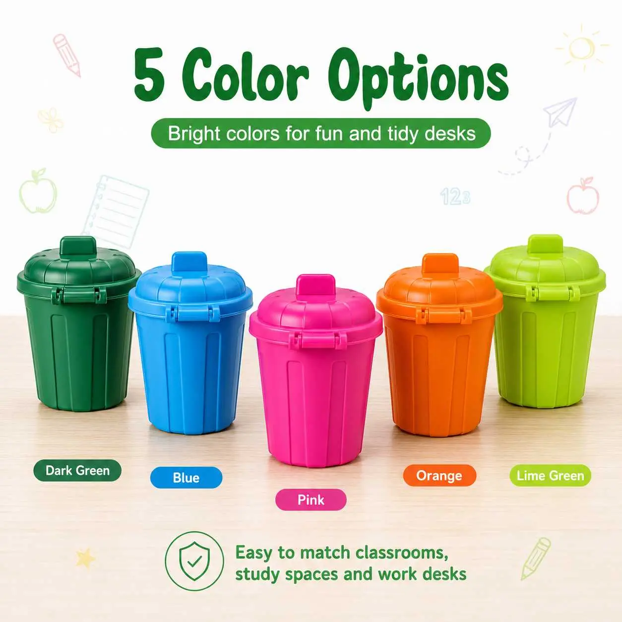 Colorful Mini Trash Can, Cute Trash Can, Toy Garbage Can, Small Desktop Storage Bin with Lids, for Party Supplies, School Classroom Home, Plastic Bin