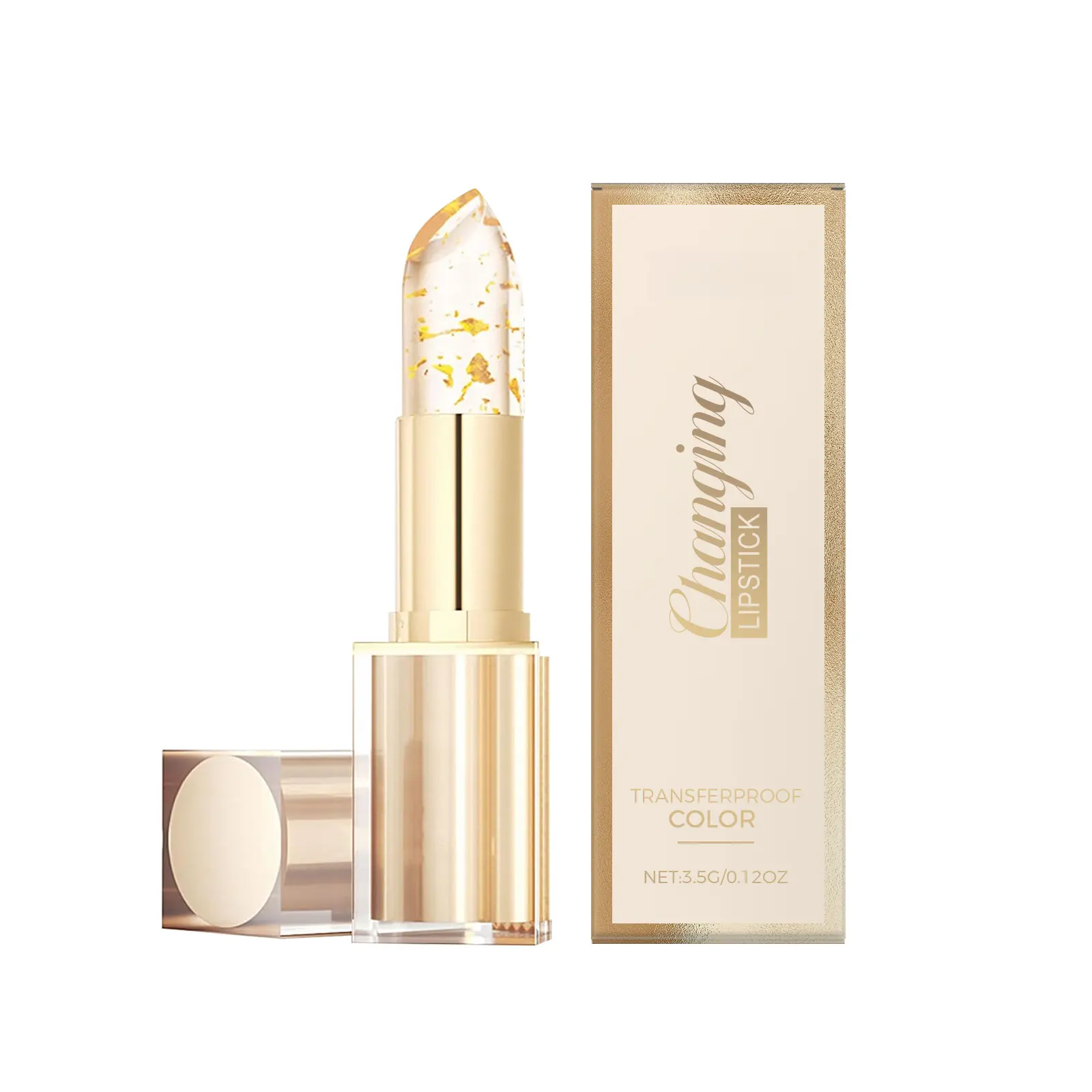 Transparent gold foil color-changing lipstick, waterproof, long-lasting moisturizing lip gloss, summer nourishing lipstick, warm-toned color-changing lip tint, cosmetics, nourishes lips, moisturizes and brightens lip gloss. (Excellent value for money)