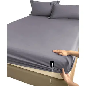 Grounding Sheets Full Size (54x80x14in), 90%   + 10%  Fiber, Grounding Sheet for Bed, Fitted Grounded Sheet for Improved Sleep, Earth Sheets with 15FT Cord Gray