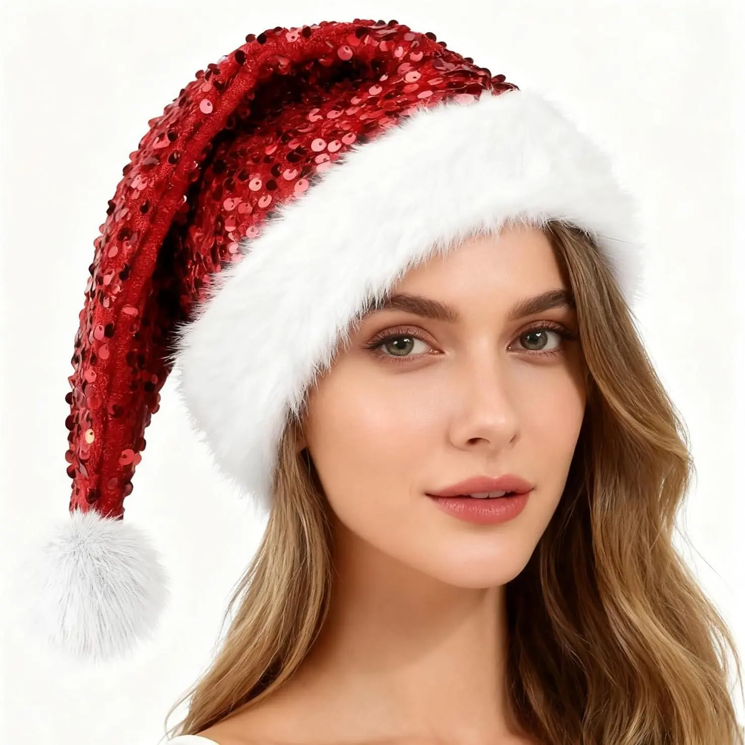 Christmas Sequin  Santa Hat Holiday Glitter Hat Xmas Santa Hats for Christmas  Year Adults Party Supplies