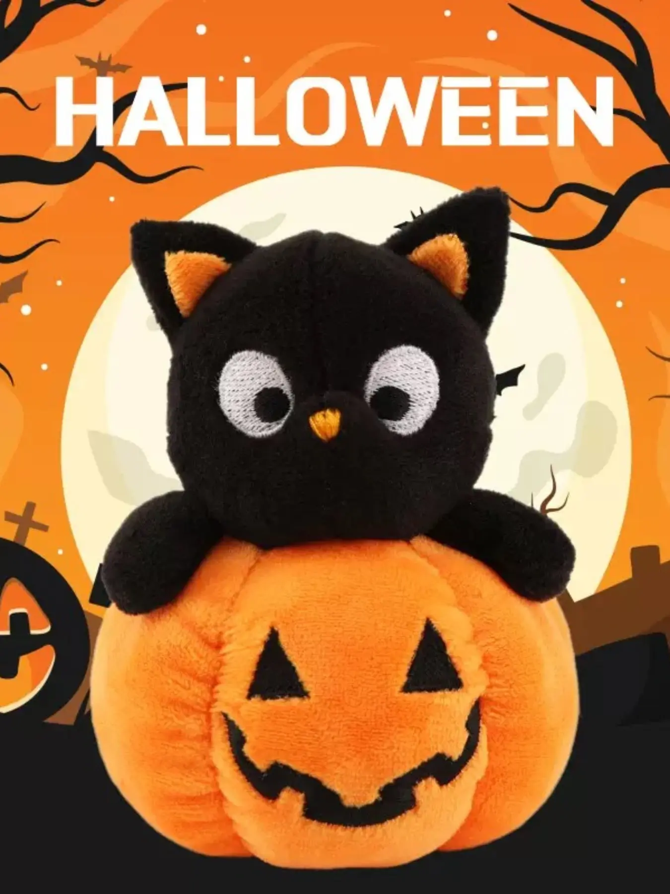 Halloween Cute Keychain Pendant, Pumpkin Cat Charm, Soft Plush Toy Keychain, Perfect for Boys Girls Girlfriend, Fun Halloween Gift