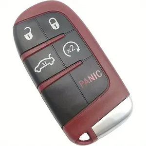 5 Buttons Remote Smart Key Fob Shell Case Fit for Grand for cherokee for DODGE Challenger Charger Dart Durango Journey for CHRYSLER 300 Keyl Entry Replacement Car Key Cover Red