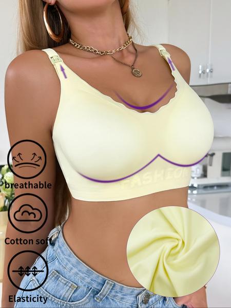 Seamless Nursing Bra for Pregnant Women, Pregnancy Maternity Bra, Jellyfish Style Embossed Letter Design, Comfortable Support for New Moms, Ideal for Nursing and Sleep Wear