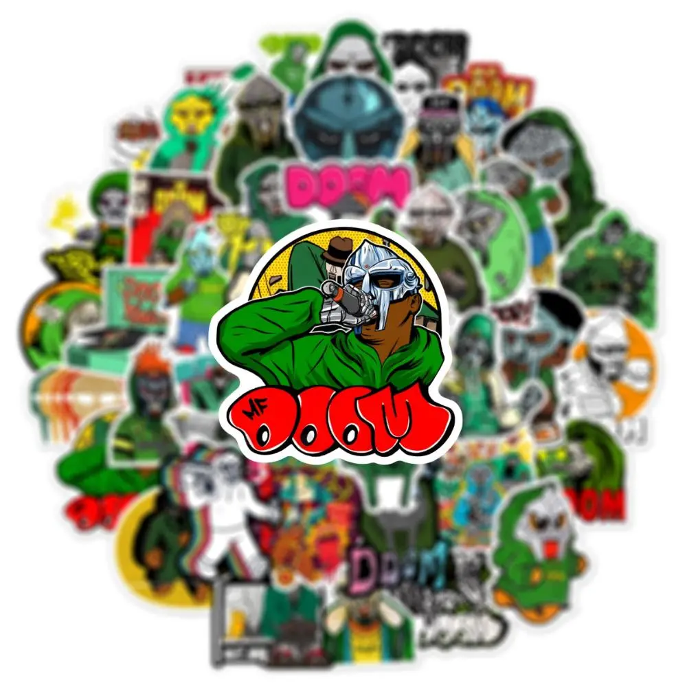 10/50Pcs Hip Hop Rap Art Mf Doom Stickers, Rapper Fan Gift, DIY Decoration for Phones/Laptops, Toys & Hobbies DIY Felt Crafts Decals, 10Pcs-Random, Accessories