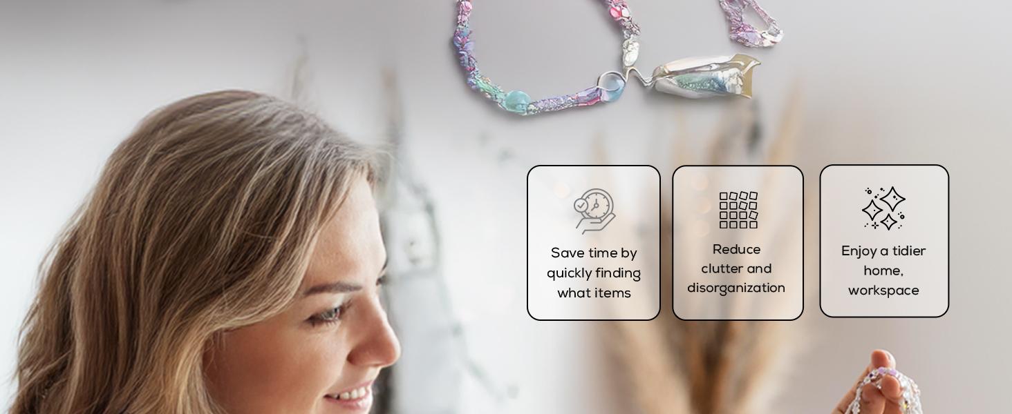 4pack 36 Grids Plastic Clear Organizer Box Bead Storage Containers with Adjustable Dividers for Craft Jewelry Fishing Tackles Parts Storage with 4 Sheets Label Stickers