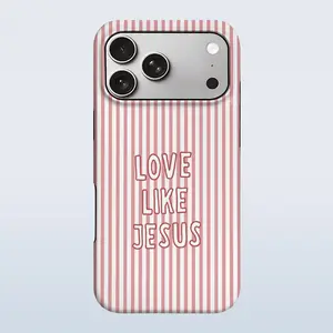 Love Like Jesus and Pink Stripe Pattern Phone Case for iPhone 17 Pro Max 17Air 16 Plus 15 14 13 12, for Samsung Galaxy S26 Ultra S25 Edge S24 Plus S23 S22 S21 S20 FE, Shockproof Durable 2 in 1 Scratch Resistant New Material Protective Phone Casing Cover