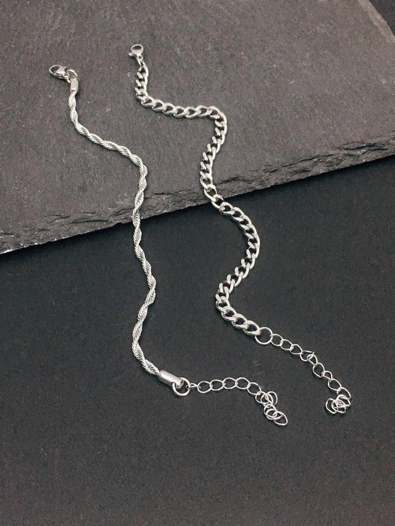 Men's Simple Style  Stainless Steel Chain Bracelet, Fashion Jewelry for Party, Daily Decor, Trendy All-match & Exquisite Jewelry for Birthday Gift, Cuban Link Bracelet