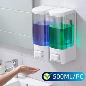 500ML ABS Wall Mounted Soap Dispenser for Hand Sanitizer and Shampoo, Manual Pressure Design, No Electricity Required for Easy Use, Bathroom Accessory, Refillable Bottle
