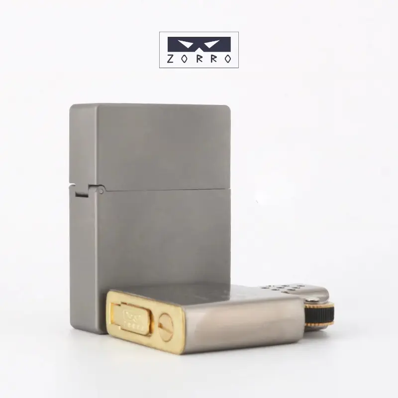 Titanium alloy kerosene lighter, featuring a titanium alloy windproof inner liner, refillable flint ignition core, metal gasoline lighter, 3 hinges, durable, gift box packaging (kerosene not included)