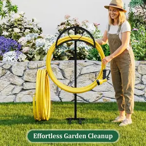 SUOERNUO Freestanding 4-Spoke Heavy-Duty Detachable Metal Garden Hose Reel Stand, Rustproof Outdoor Rack, Home Improvement Watering Equipment for Backyard Use, Garden Hose Holder
