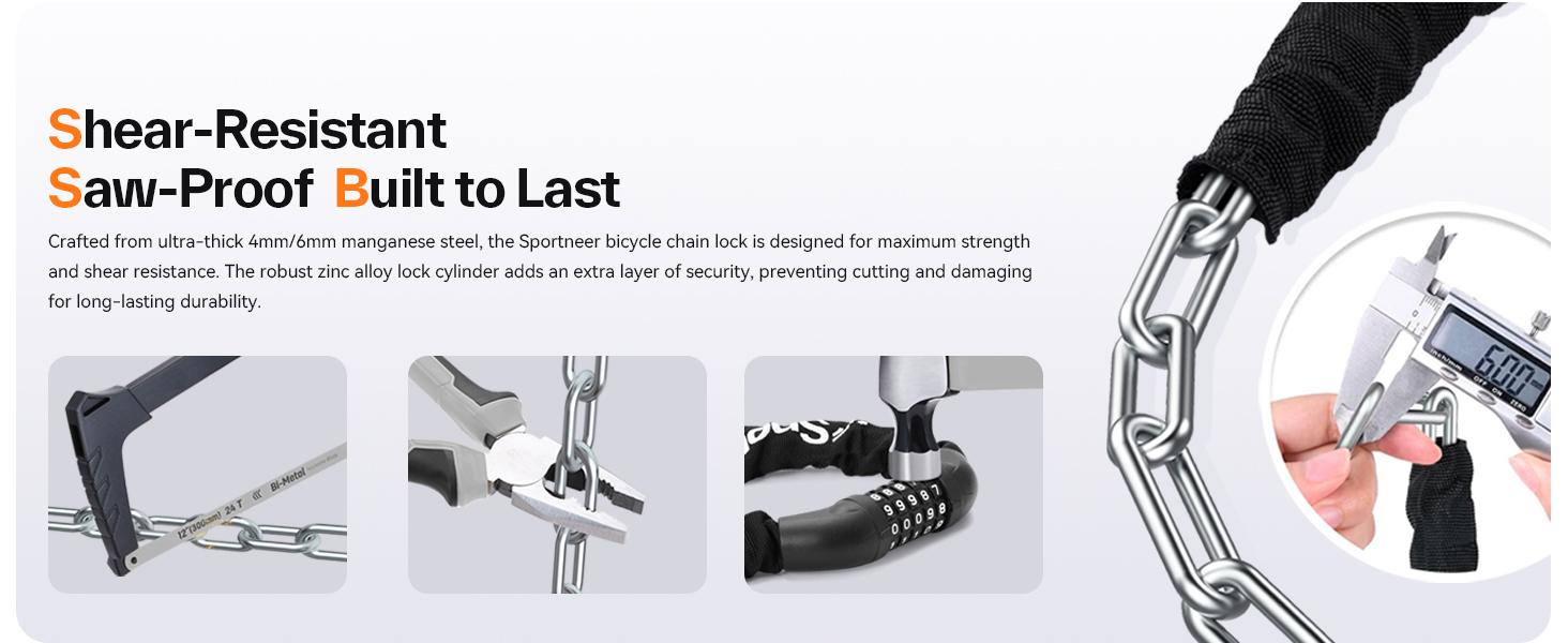 Bike Lock: 5 Digit Combination High Security Anti Theft Bike Chain Lock-3.2/3.6/4ft Heavy Duty Keyless Bicycle Lock for Bike, Motorcycle, Scooter, Door & Gate-4/6mm Thick, Easy to Use Bike Lock: 5 Digit Combination High Security Anti Theft Bike Chain Lock-3.2/3.6/4ft Heavy Duty Keyless Bicycle Lock for Bike, Motorcycle, Scooter, Door & Gate-4/6mm Thick, Easy to Use