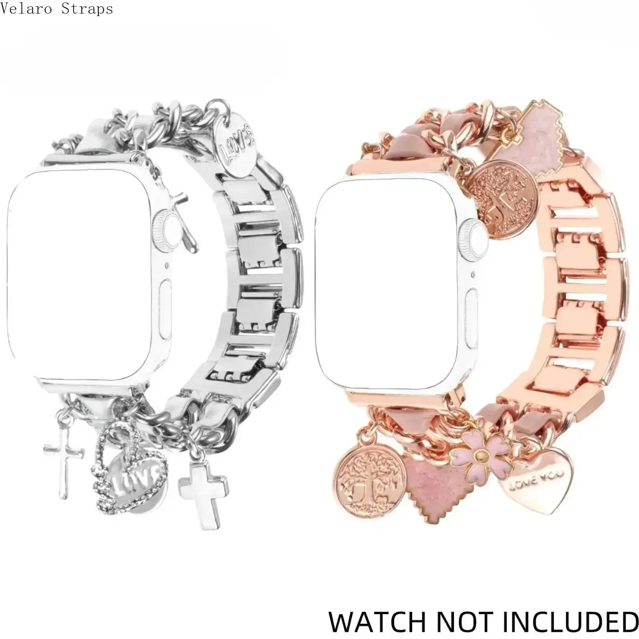 Fashion Charm Pendant Apple Watch Band for Women, Adjustable Unique Decor Strap Compatible with Series 10/9/8/7/6/5/4/3/2/SE/Ultra, Fits 38-49mm